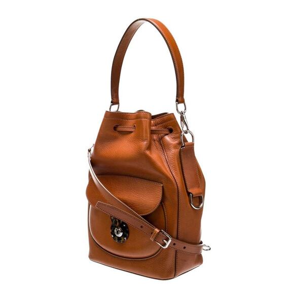 Ralph Lauren Collection Ricky Drawstring Bucket Bag Medium Brown Purse - Picture 4 of 9